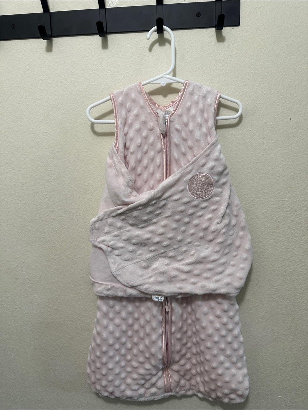 Halo Pink Dotted Minky Sleep Sack Swaddle
